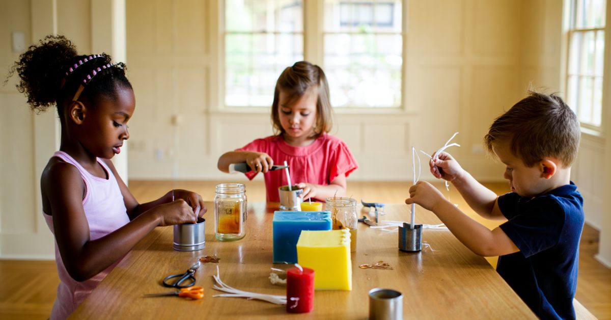 Mit Kindern Kerzen basteln
