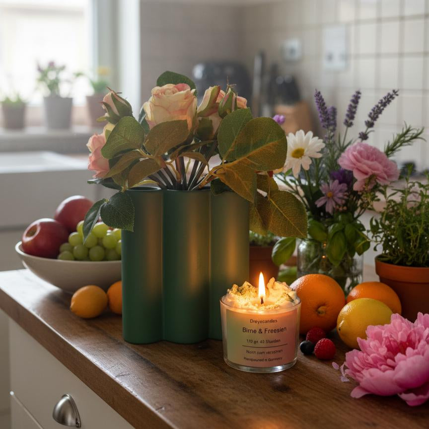 Handgemachte Duftkerze mit Birne und Freesia