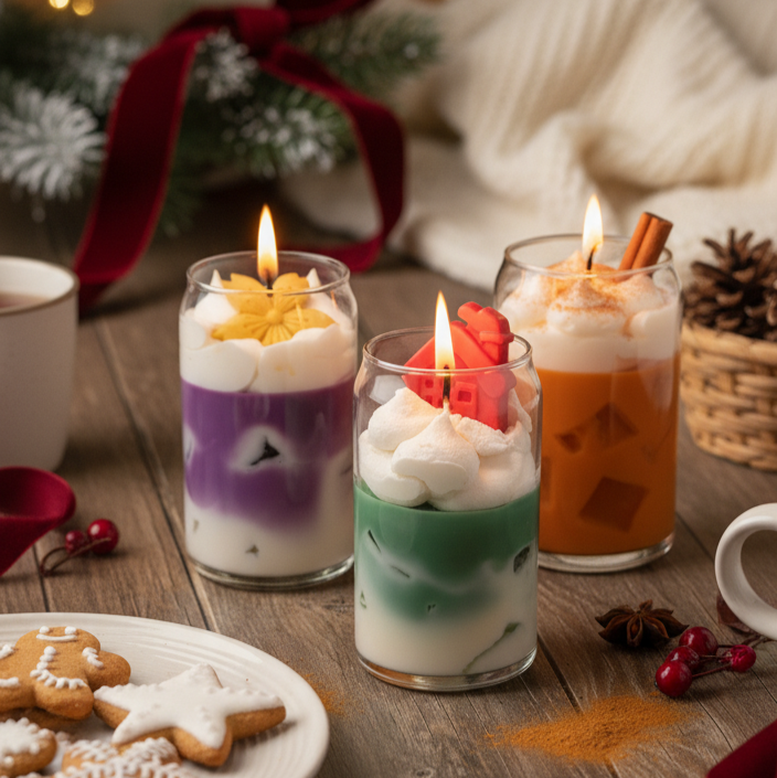 Handgemachtes Kerzen-Set Magie de Noël – elegante Weihnachtsduftkerzen mit Dekoration, nachhaltig &amp; vegan von Dreyscandles