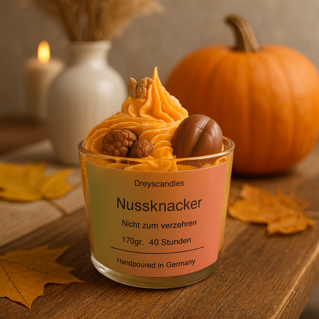 Handgemachte Herbstduftkerze aromatisiert mit nüsse