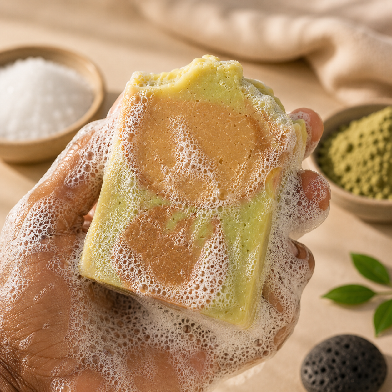 Meersalzseife mit Bentonit – Tiefenreinigung & natürliche Exfoliation